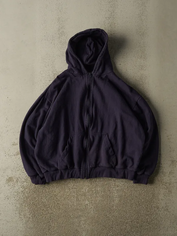 Vintage 90s Navy Blue Blank Thermal Lined Hoodie (S/M) made by Rebalance Vintage