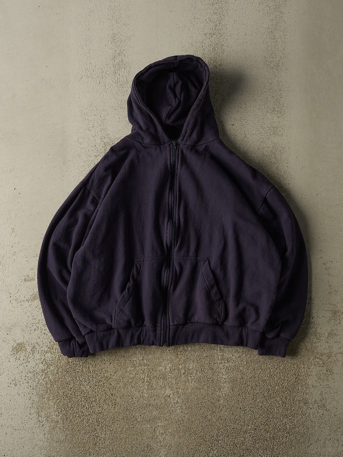 Vintage 90s Navy Blue Blank Thermal Lined Hoodie (S/M) sold by Rebalance Vintage