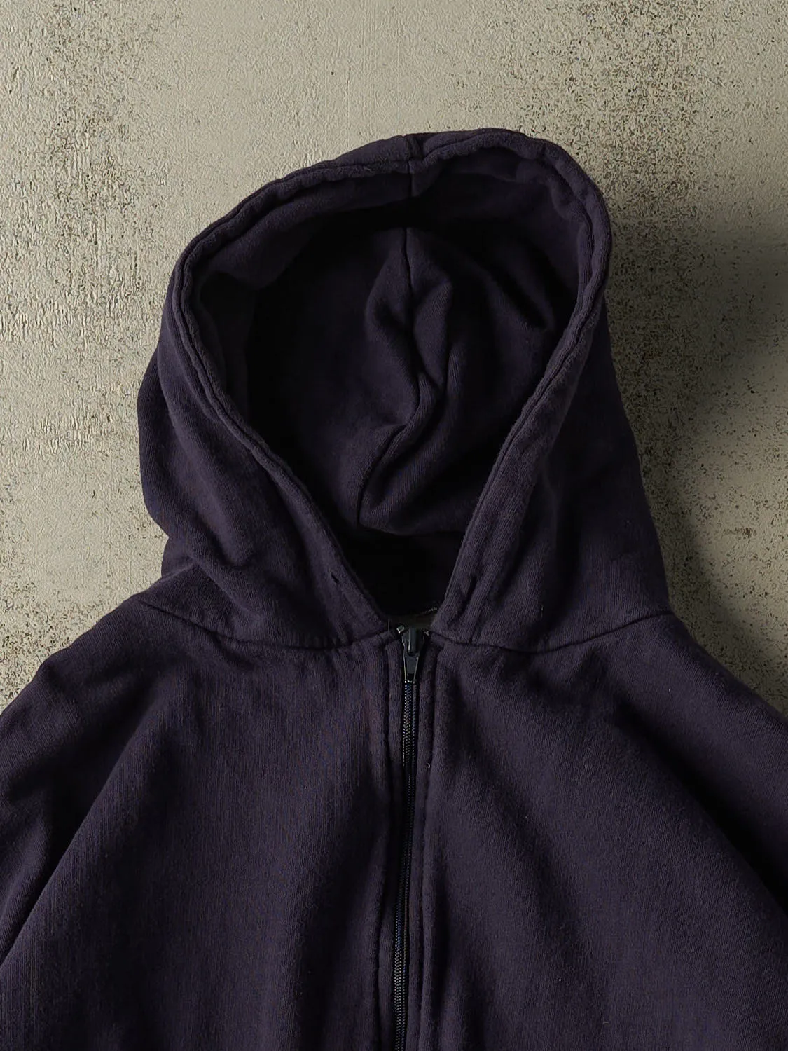 Vintage 90s Navy Blue Blank Thermal Lined Hoodie (S/M) sold by Rebalance Vintage product image thumbnail 2