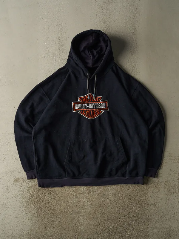 Vintage 90s Navy Blue Harley Davidson Embroidered Hoodie (XXL/XXXL) made by Rebalance Vintage
