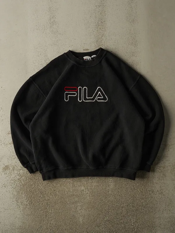 Vintage 90s Black Fila Embroidered Crewneck (L/XL) made by Rebalance Vintage