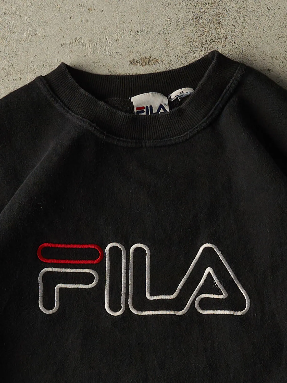 Vintage 90s Black Fila Embroidered Crewneck (L/XL) sold by Rebalance Vintage product image thumbnail 2