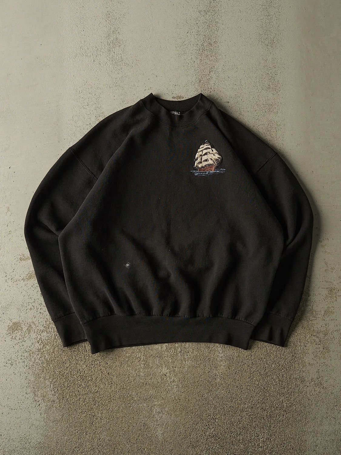 Vintage 90s Black Ship Embroidered Crewneck (L/XL) sold by Rebalance Vintage