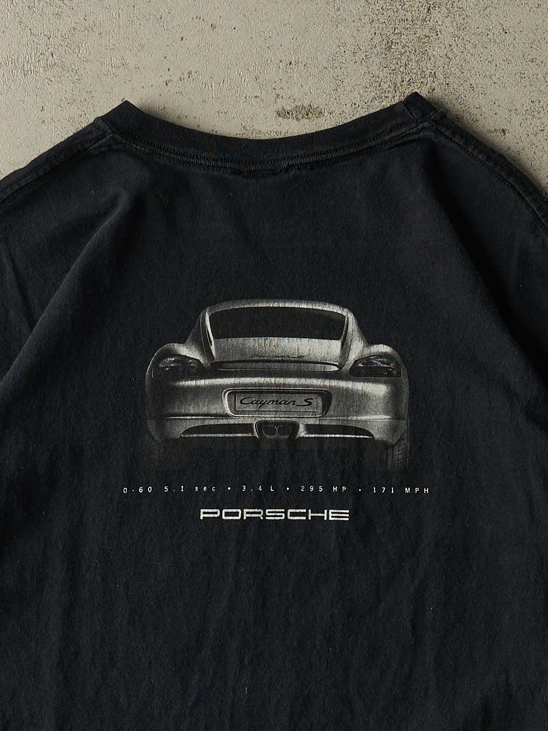 Vintage Y2K Black Porsche "Stir Things Up" Cayman S Tee (L/XL) sold by Rebalance Vintage product image thumbnail 5