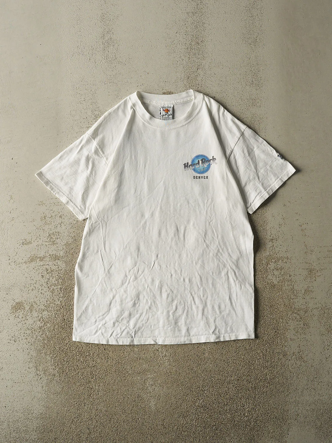 Vintage 90s White Hard Rock Cafe Denver Tee (L) sold by Rebalance Vintage