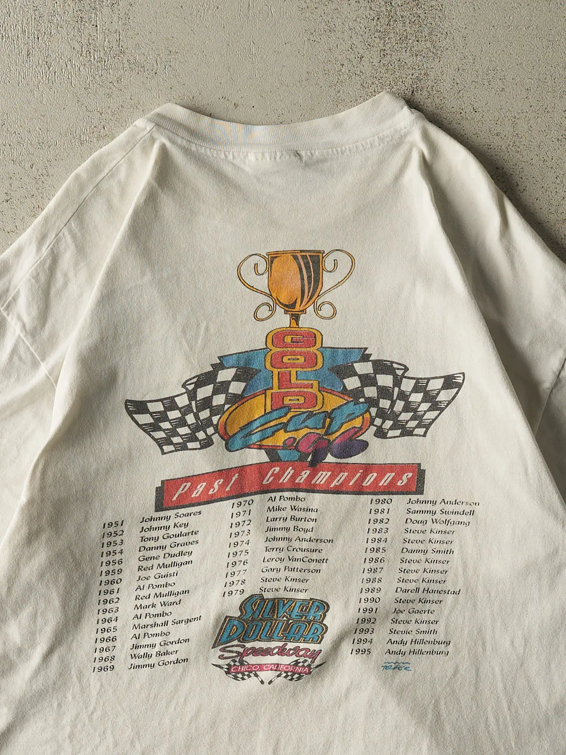 Vintage 96' Beige Gold Cup Racing Tee (L) sold by Rebalance Vintage product image thumbnail 4