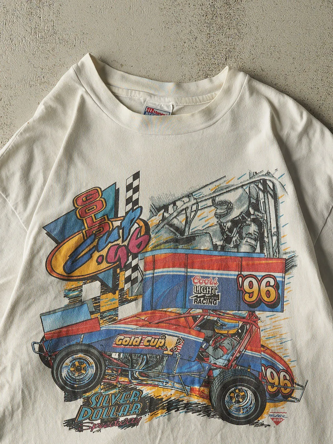 Vintage 96' Beige Gold Cup Racing Tee (L) sold by Rebalance Vintage product image thumbnail 3