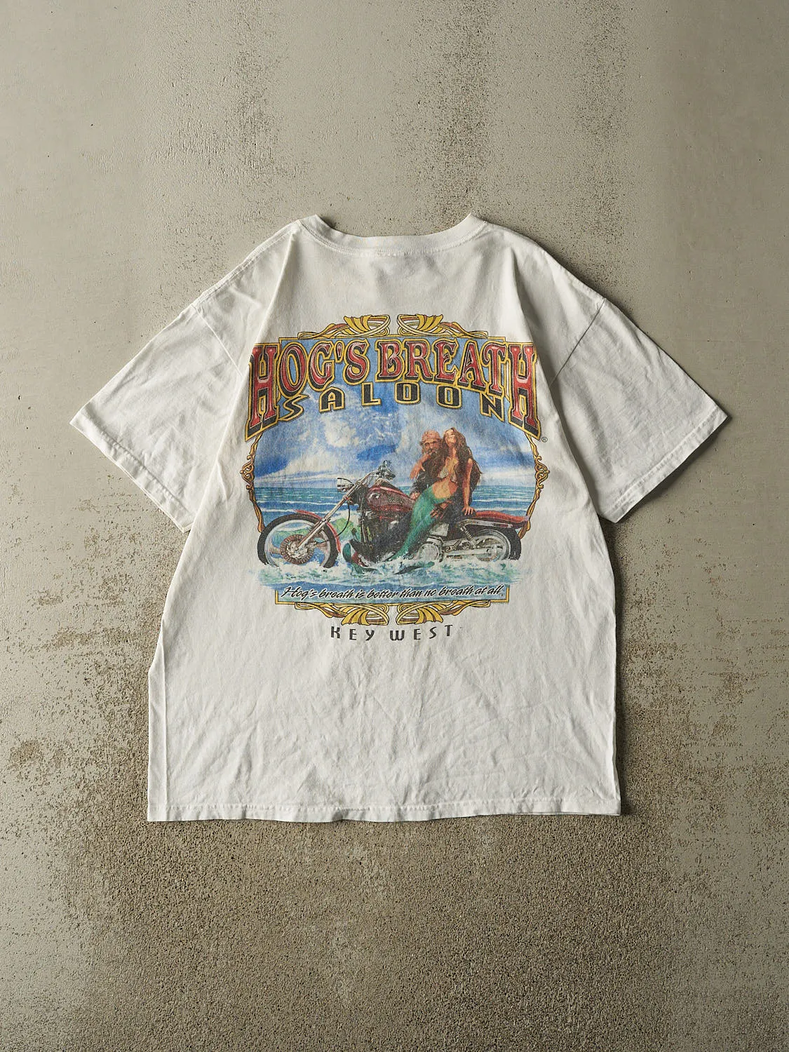 Vintage Y2K White Hogs Breath Saloon Tee (L/XL) sold by Rebalance Vintage product image thumbnail 2