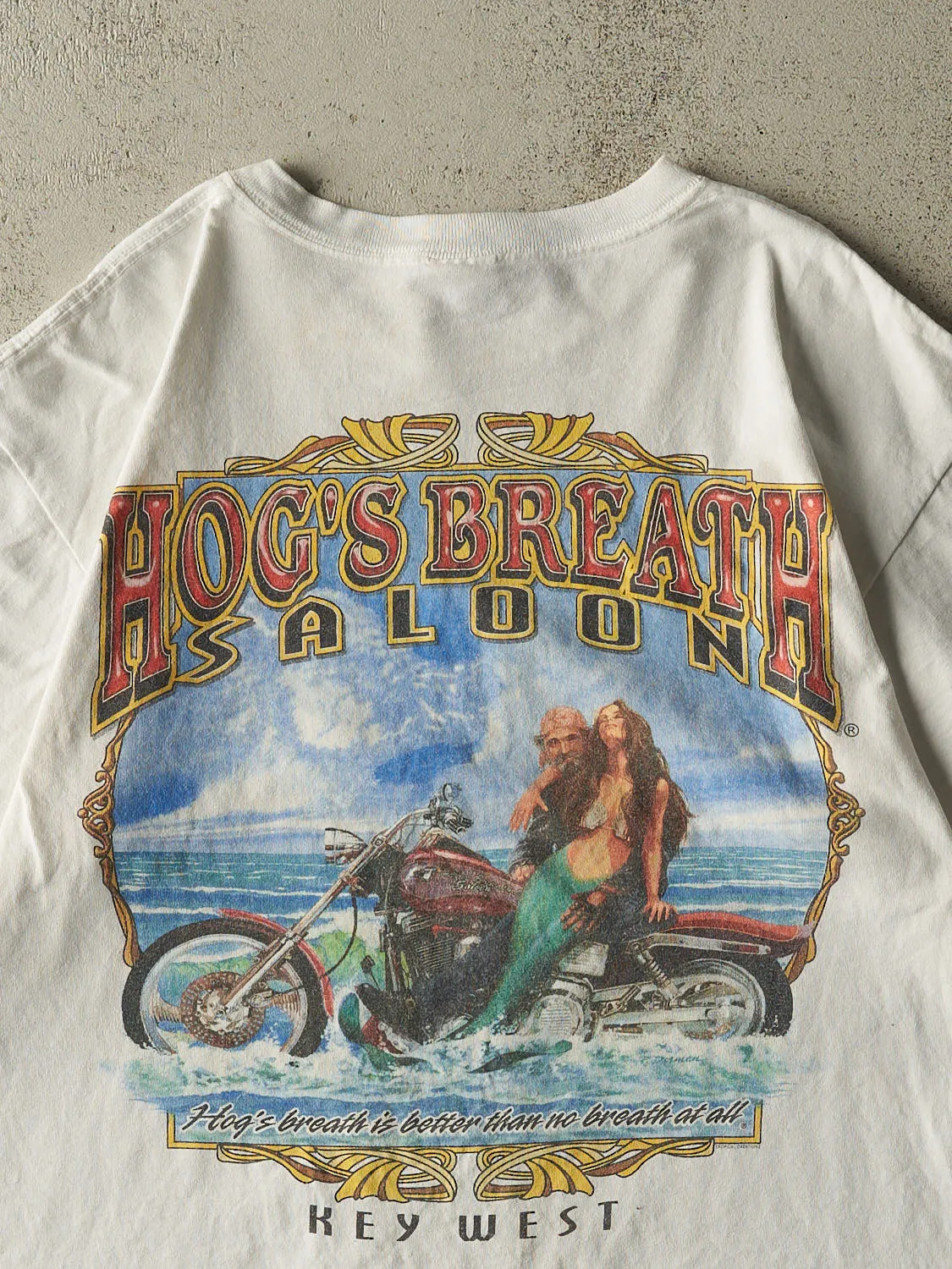 Vintage Y2K White Hogs Breath Saloon Tee (L/XL) sold by Rebalance Vintage product image thumbnail 4