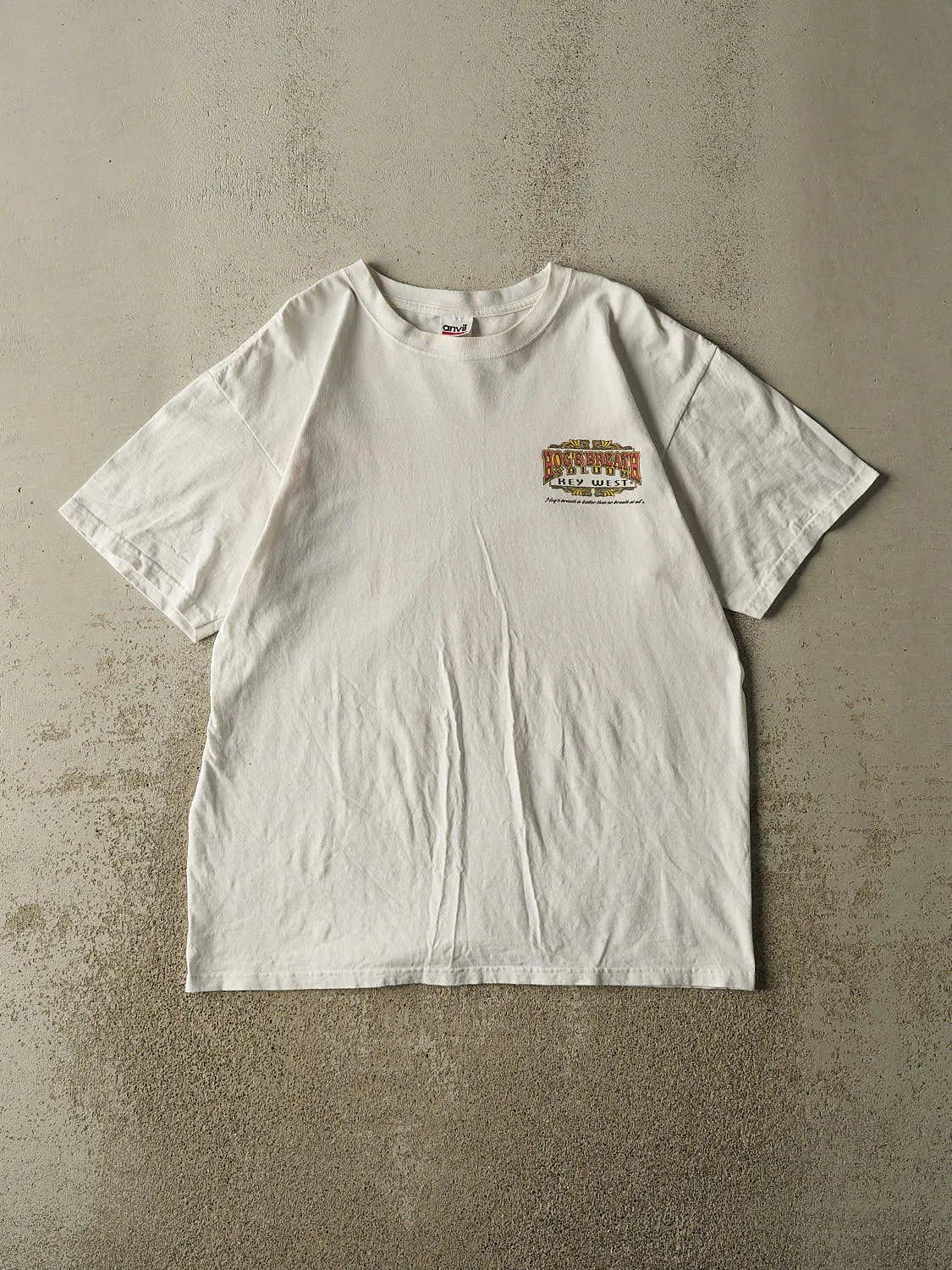Vintage Y2K White Hogs Breath Saloon Tee (L/XL) sold by Rebalance Vintage