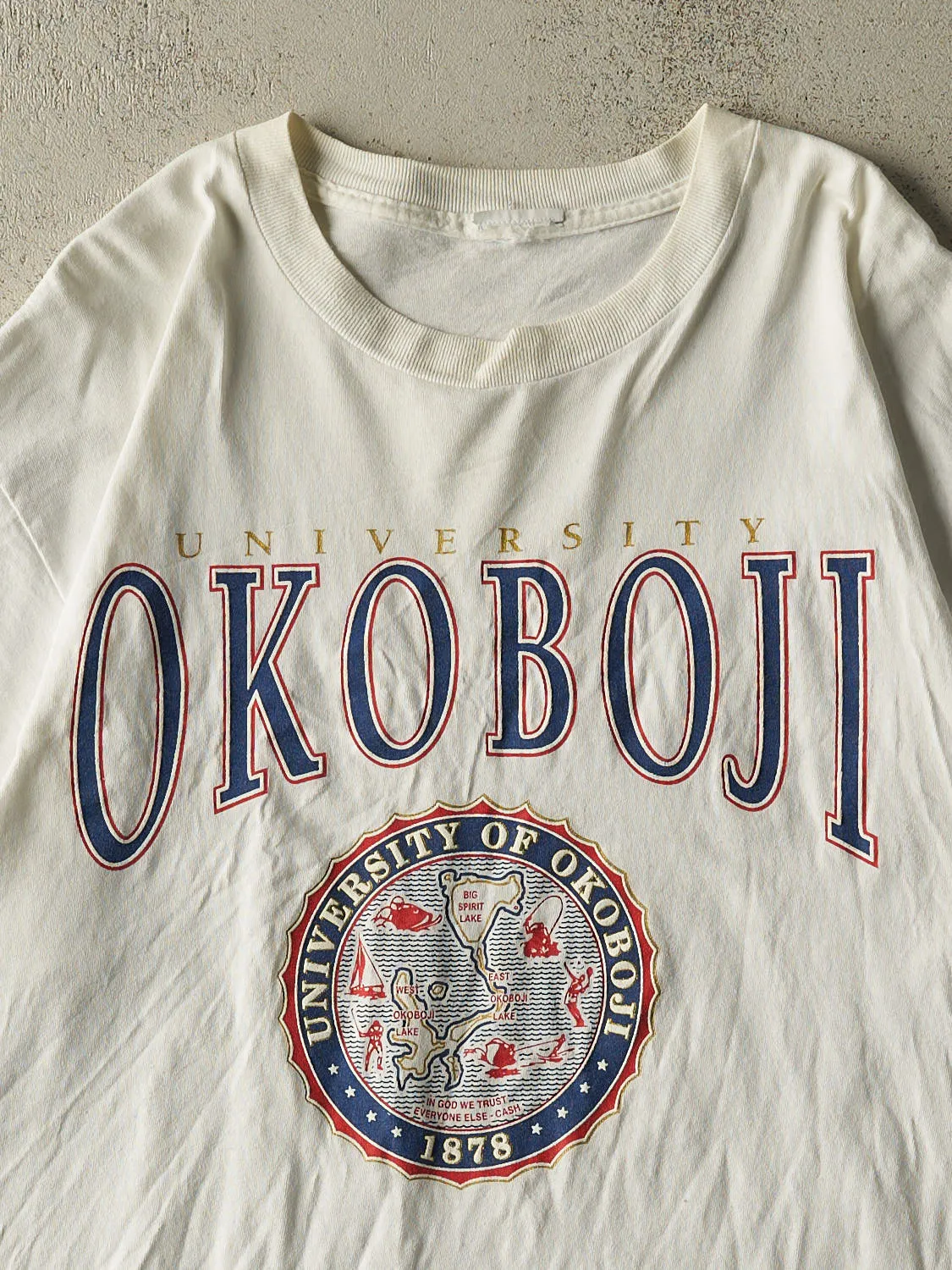 Vintage 90s White University Of Okoboji Tee (XL) sold by Rebalance Vintage product image thumbnail 2