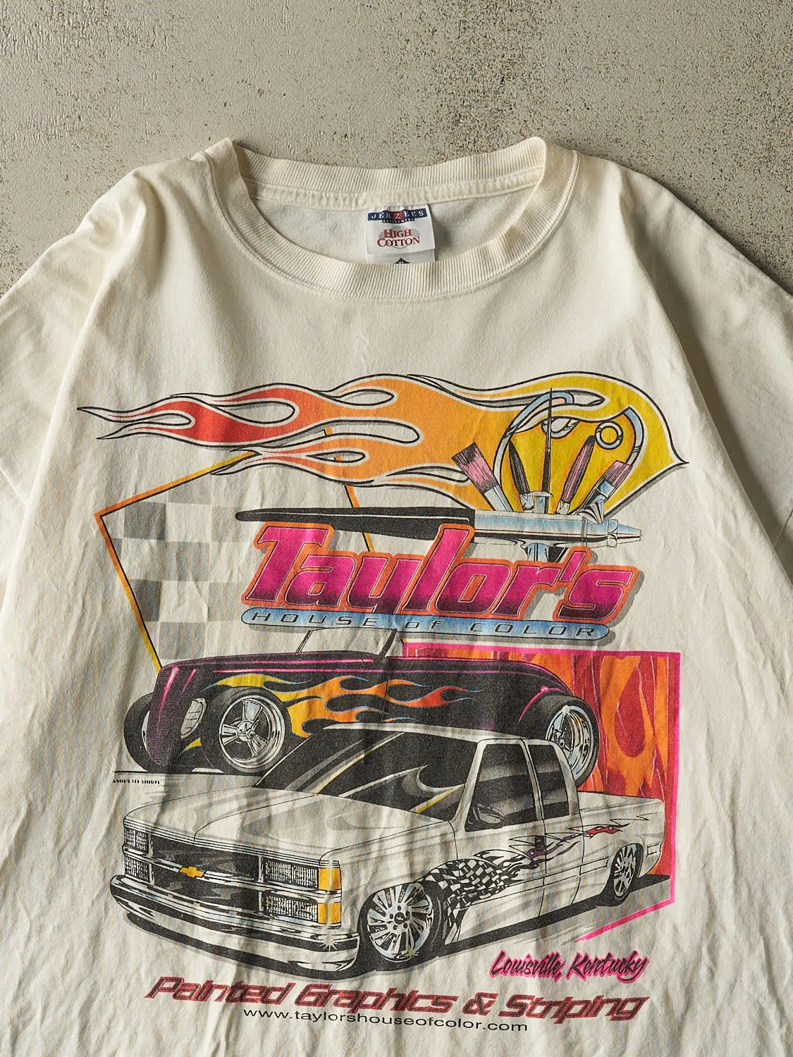 Vintage 90s Beige Taylors House of Color Car Painting Tee (XL/XXL) sold by Rebalance Vintage product image thumbnail 2
