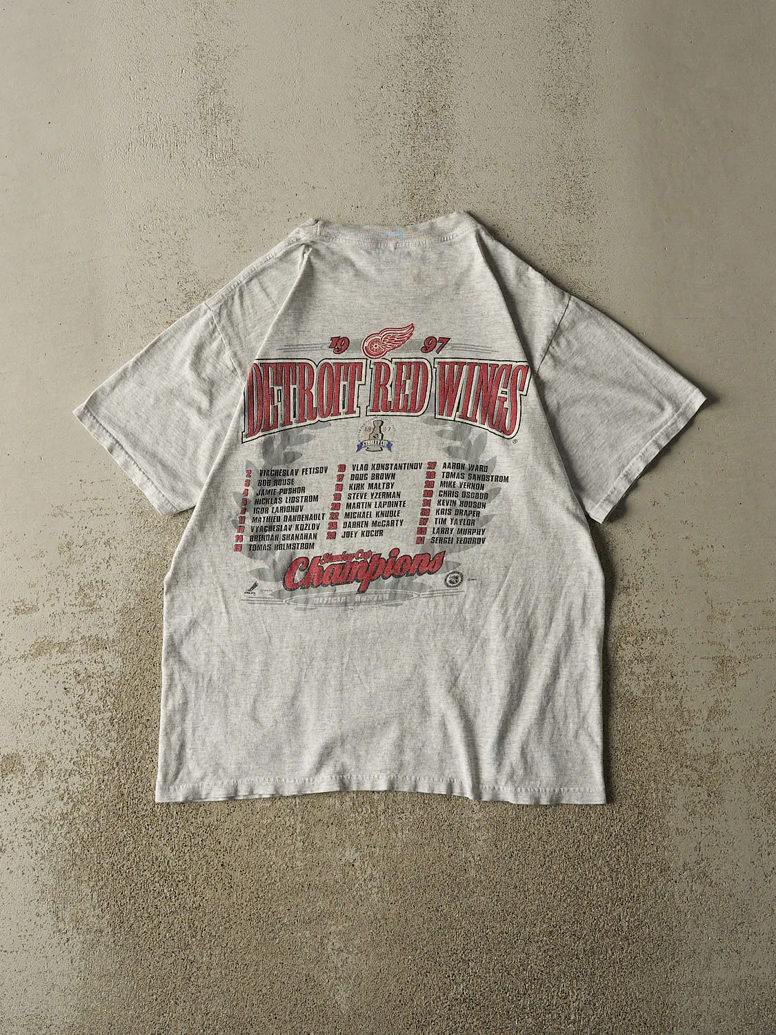 Vintage 97' Heather Grey Detroit Red Wings Stanley Cup Champions Tee (M/L) sold by Rebalance Vintage product image thumbnail 2