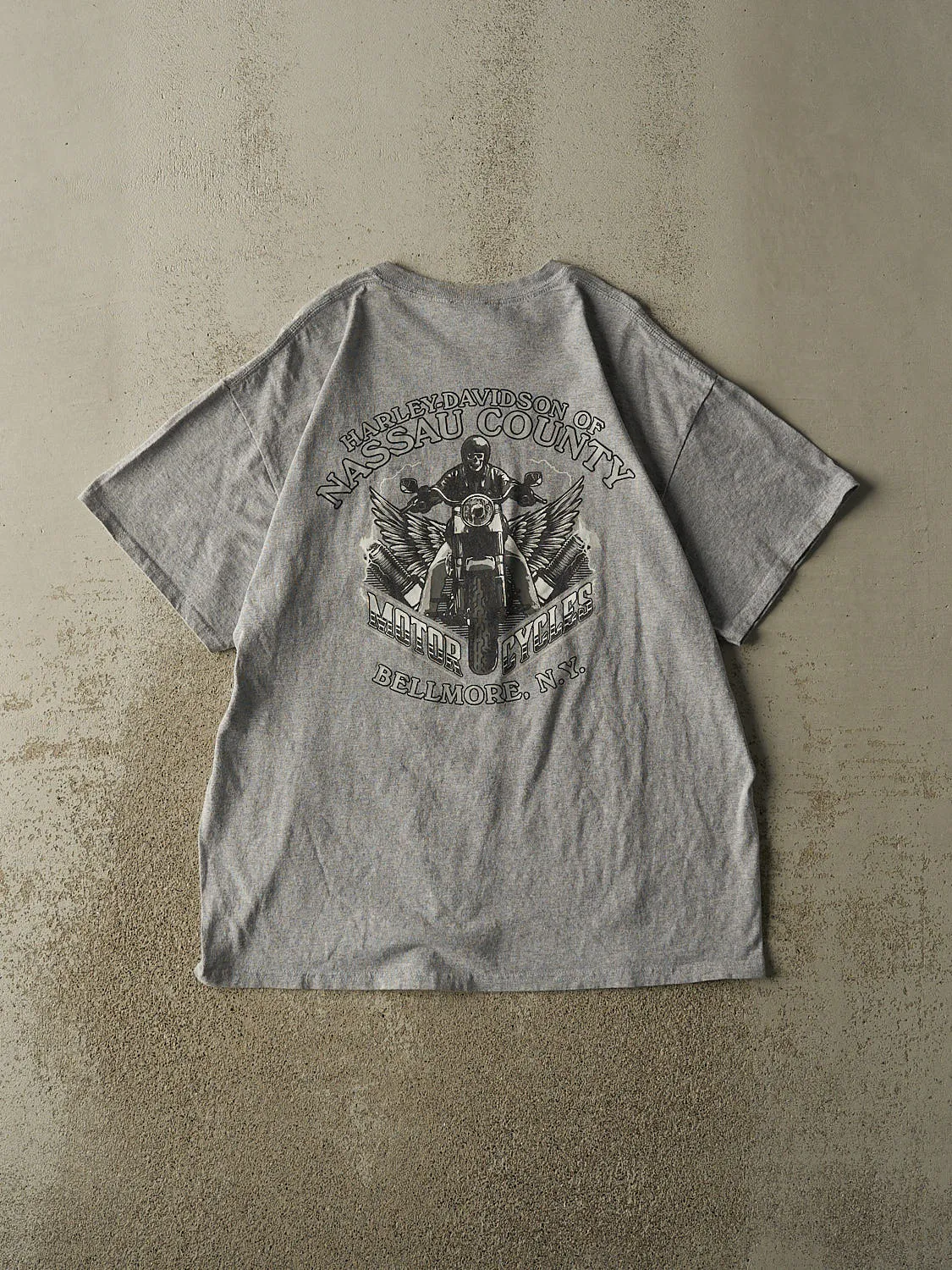 22' Grey Harley Davidson Bellmore NY Pocket Tee (L/XL) sold by Rebalance Vintage product image thumbnail 2