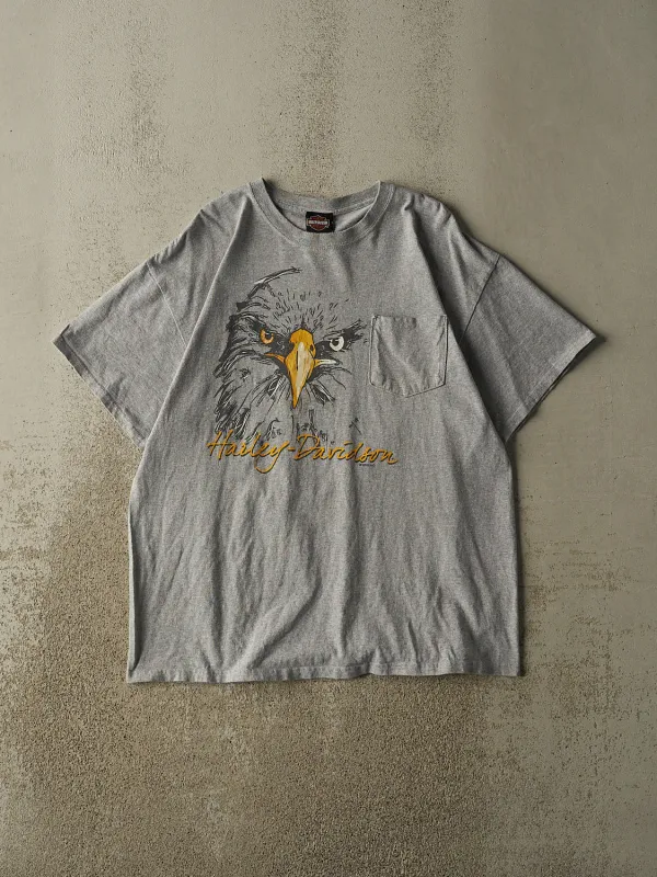 22' Grey Harley Davidson Bellmore NY Pocket Tee (L/XL) made by Rebalance Vintage