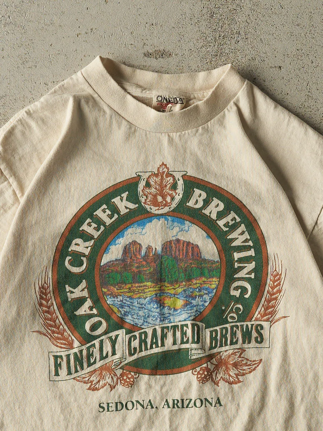 Vintage 90s Beige Oak Creek Brewing Tee (S/M) sold by Rebalance Vintage product image thumbnail 2