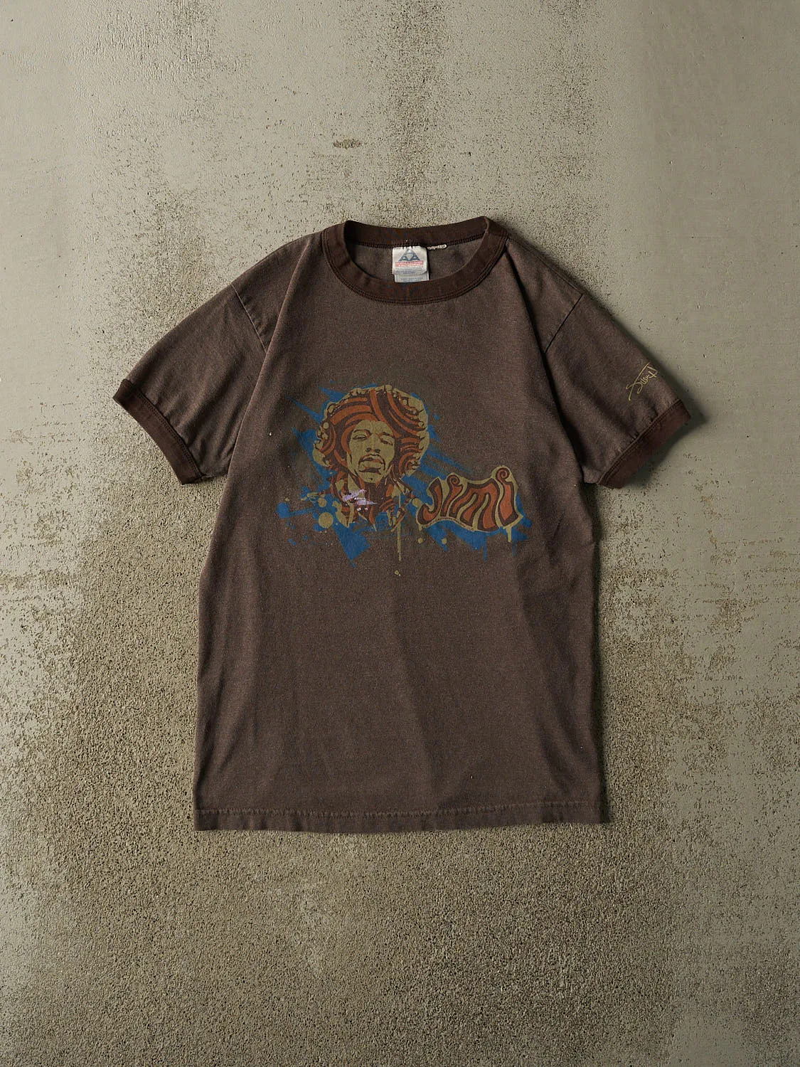 Vintage 04' Brown Jimi Hendrix Ringer Tee (S/M) sold by Rebalance Vintage