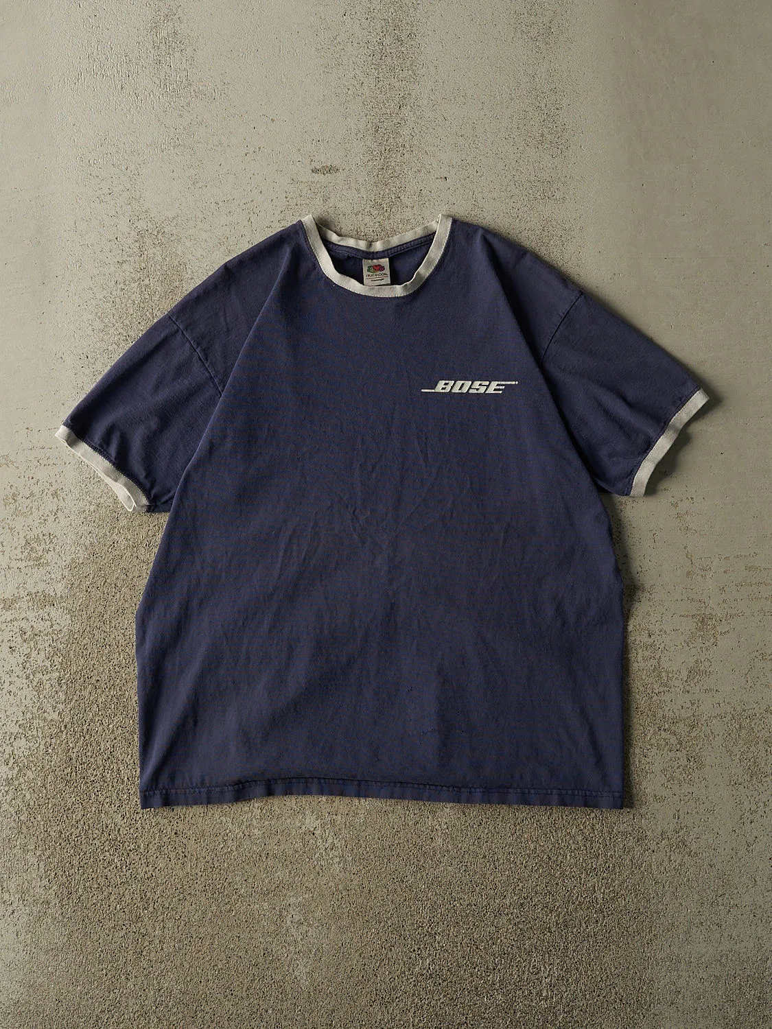 Vintage Y2K Navy Blue Bose Ringer Tee (M) sold by Rebalance Vintage