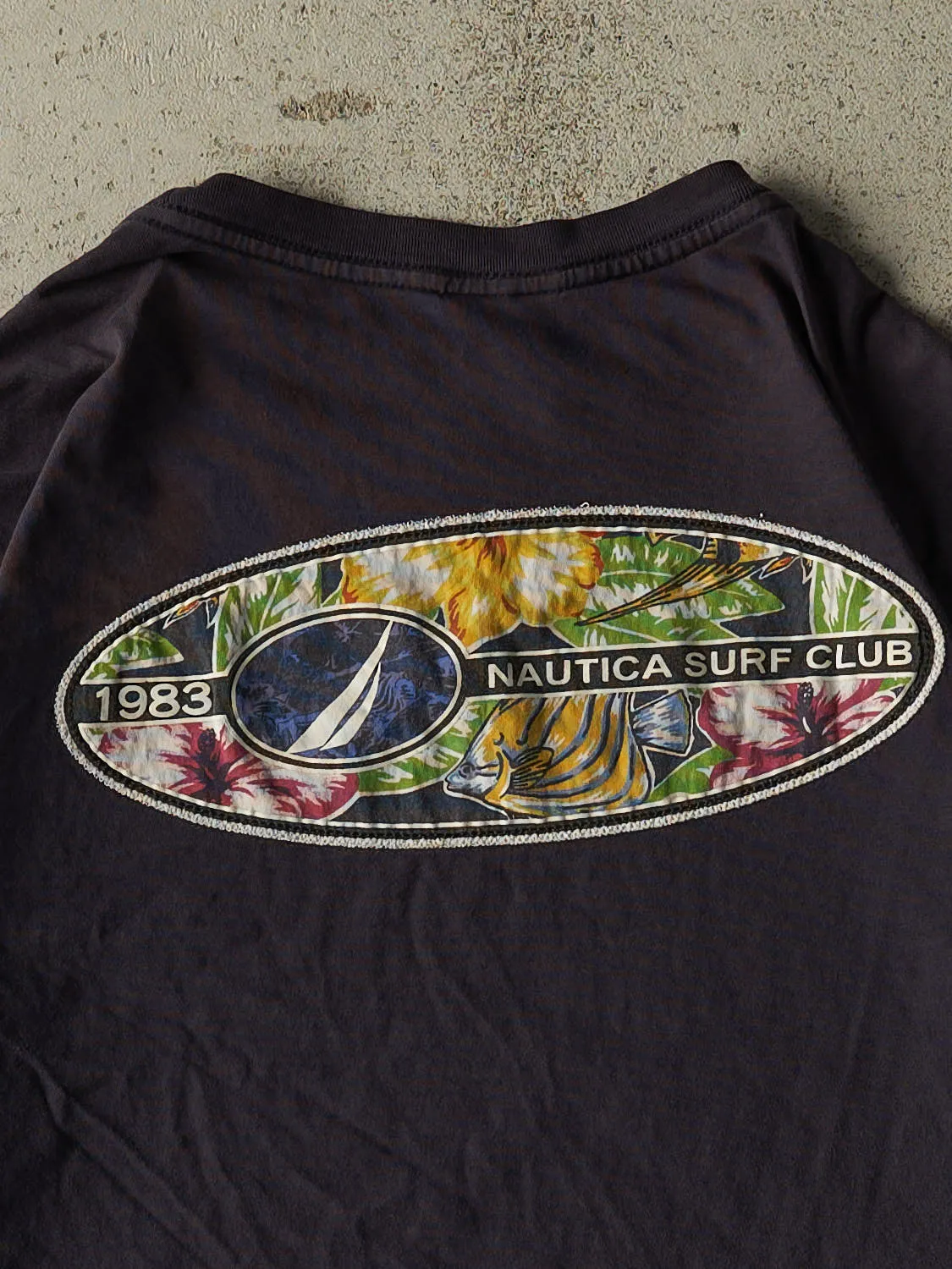 Vintage 90s Navy Blue Nautica Surf Club Tee (M/L) sold by Rebalance Vintage product image thumbnail 4