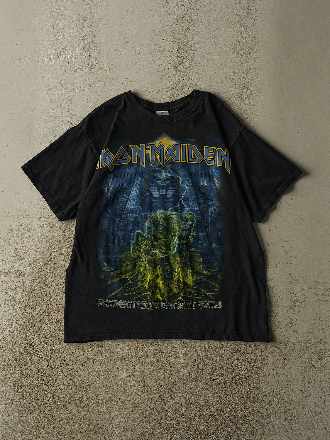 Vintage 04' Faded Black Iron Maiden "Somewhere Back In Time" Tee (M/L) sold by Rebalance Vintage