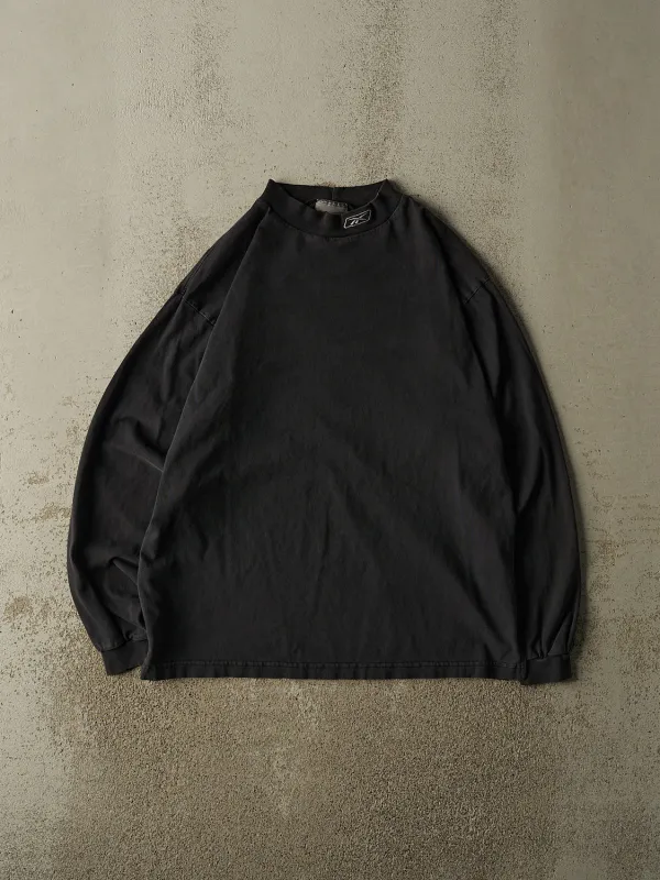 Vintage 90s Faded Black Reebok Mock Neck Long Sleeve (L/XL) made by Rebalance Vintage