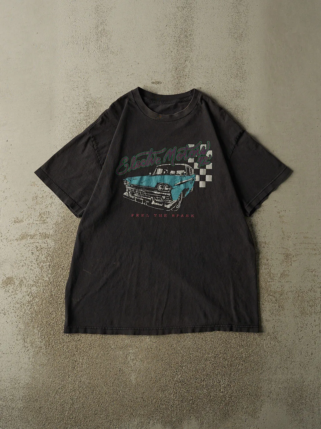 Vintage 90s Faded Black Electric Motors Car Tee (L/XL) sold by Rebalance Vintage