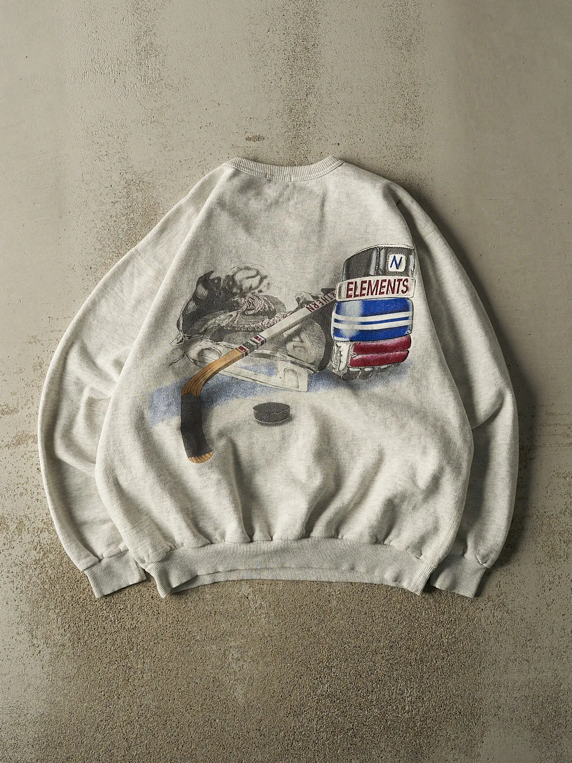 Vintage 90s Heather Grey Northern Elements Hockey Crewneck (L/XL) sold by Rebalance Vintage product image thumbnail 2