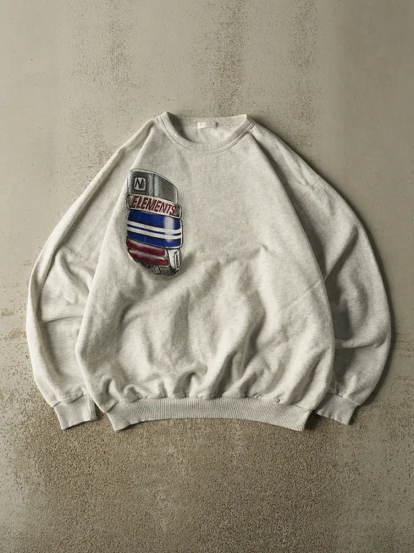 Vintage 90s Heather Grey Northern Elements Hockey Crewneck (L/XL) made by Rebalance Vintage