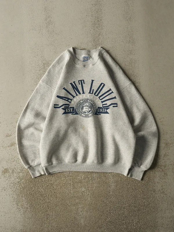Vintage 90s Heather Grey Saint Louis University Crewneck (M/L) made by Rebalance Vintage