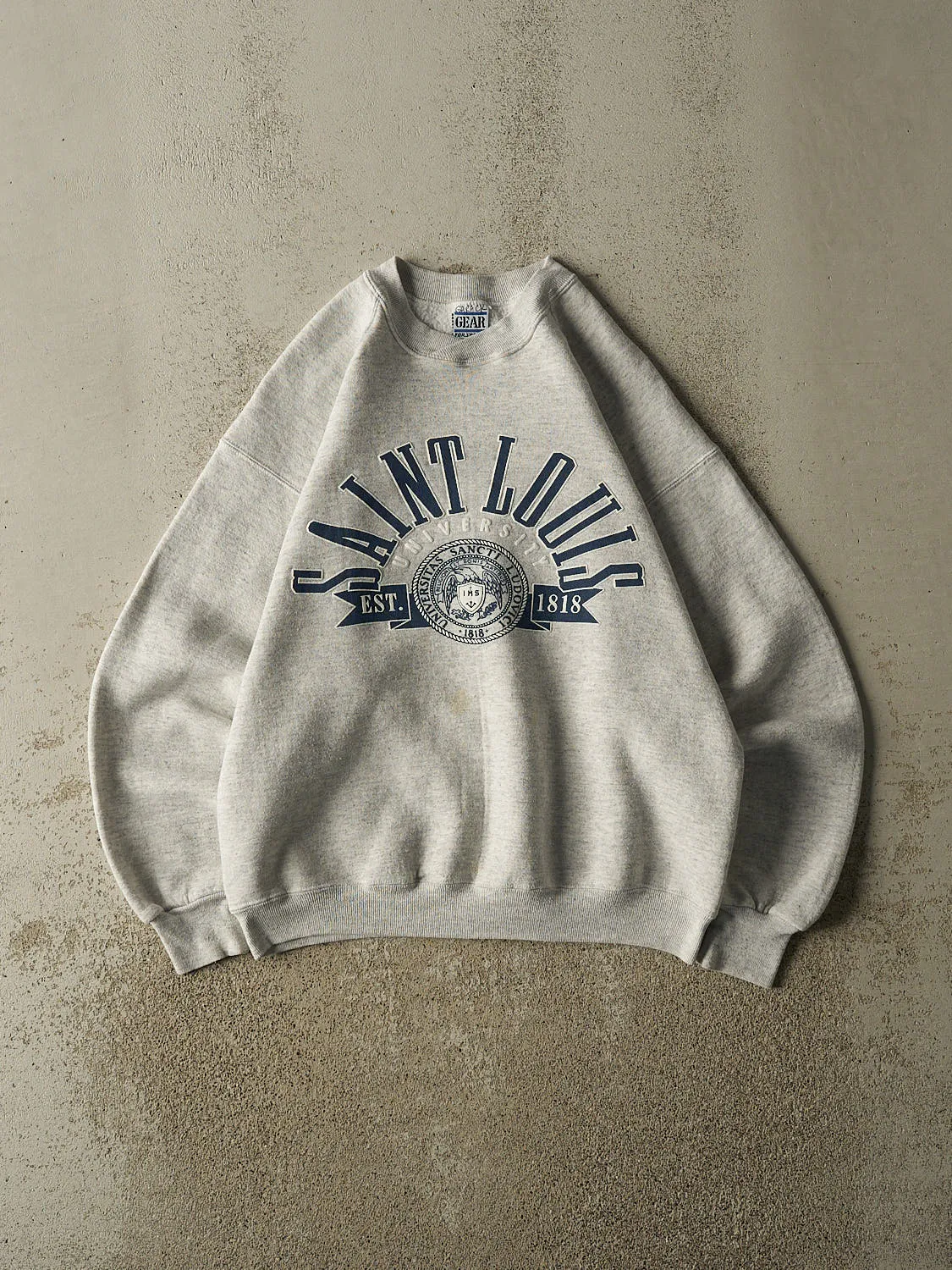 Vintage 90s Heather Grey Saint Louis University Crewneck (M/L) sold by Rebalance Vintage
