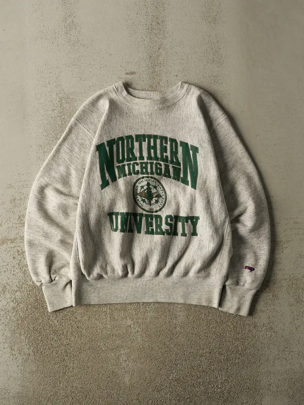 Vintage 80s Heather Grey Northern Michigan University Crewneck (M/L) made by Rebalance Vintage
