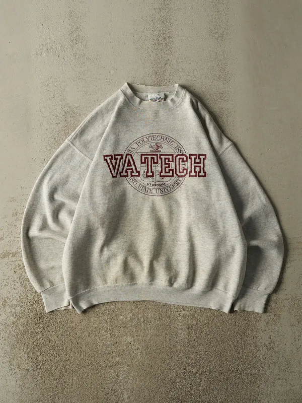 Vintage 80s Heather Grey Virginia Polytechnic Crewneck (M/L) made by Rebalance Vintage
