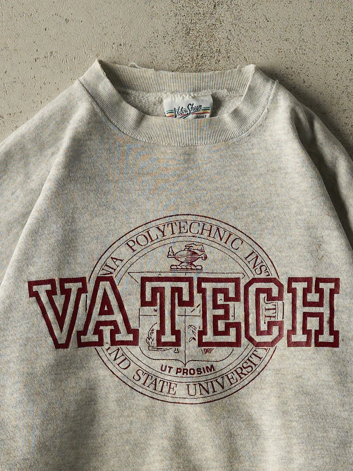 Vintage 80s Heather Grey Virginia Polytechnic Crewneck (M/L) sold by Rebalance Vintage product image thumbnail 2