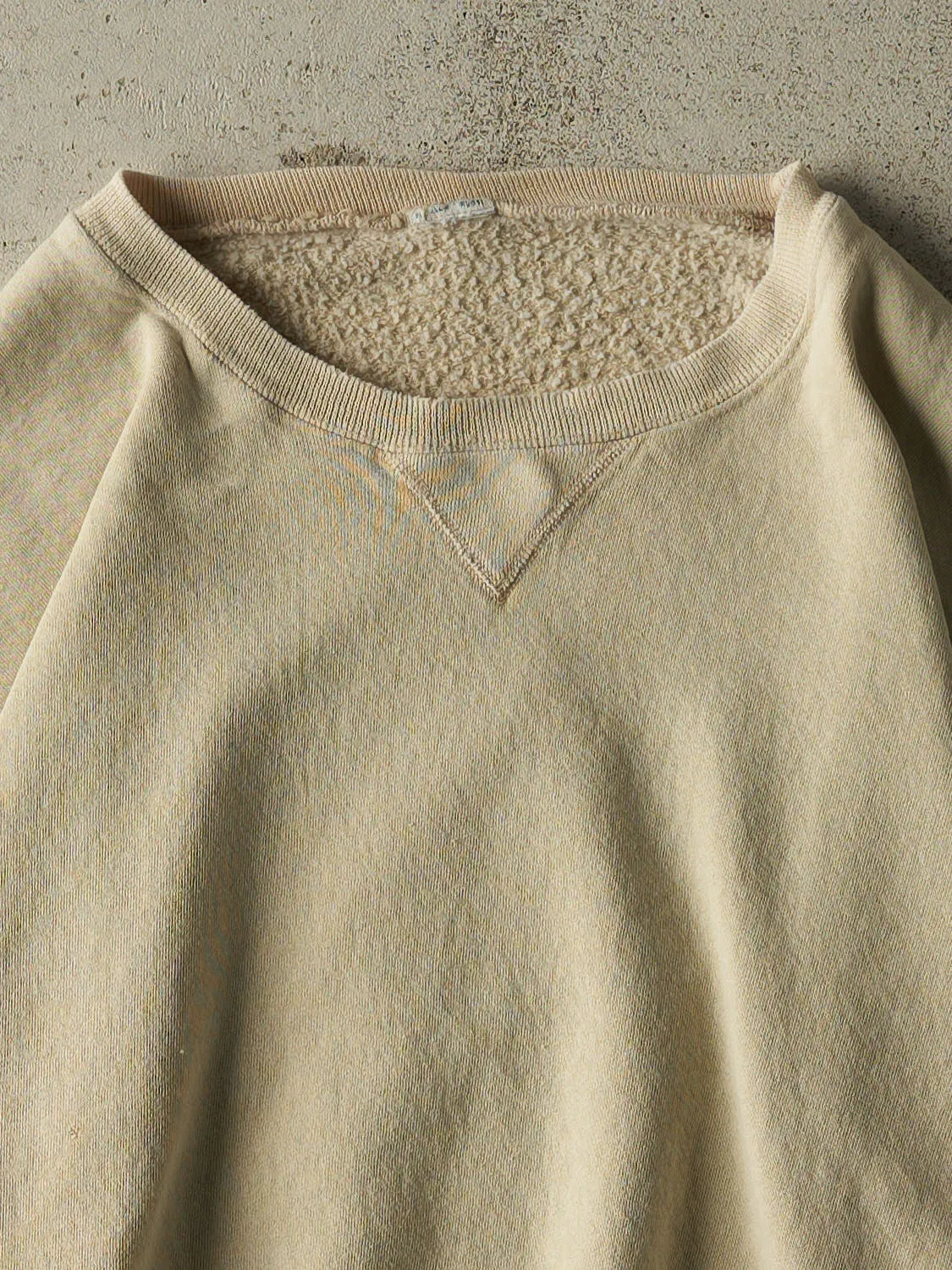 Vintage 90s Beige Russell Athletic Blank Crewneck (L/XL) sold by Rebalance Vintage product image thumbnail 2