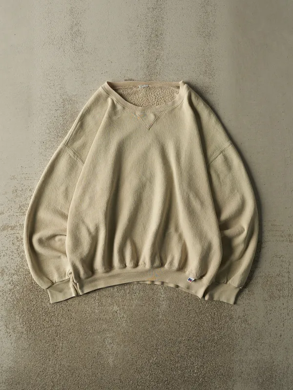 Vintage 90s Beige Russell Athletic Blank Crewneck (L/XL) made by Rebalance Vintage