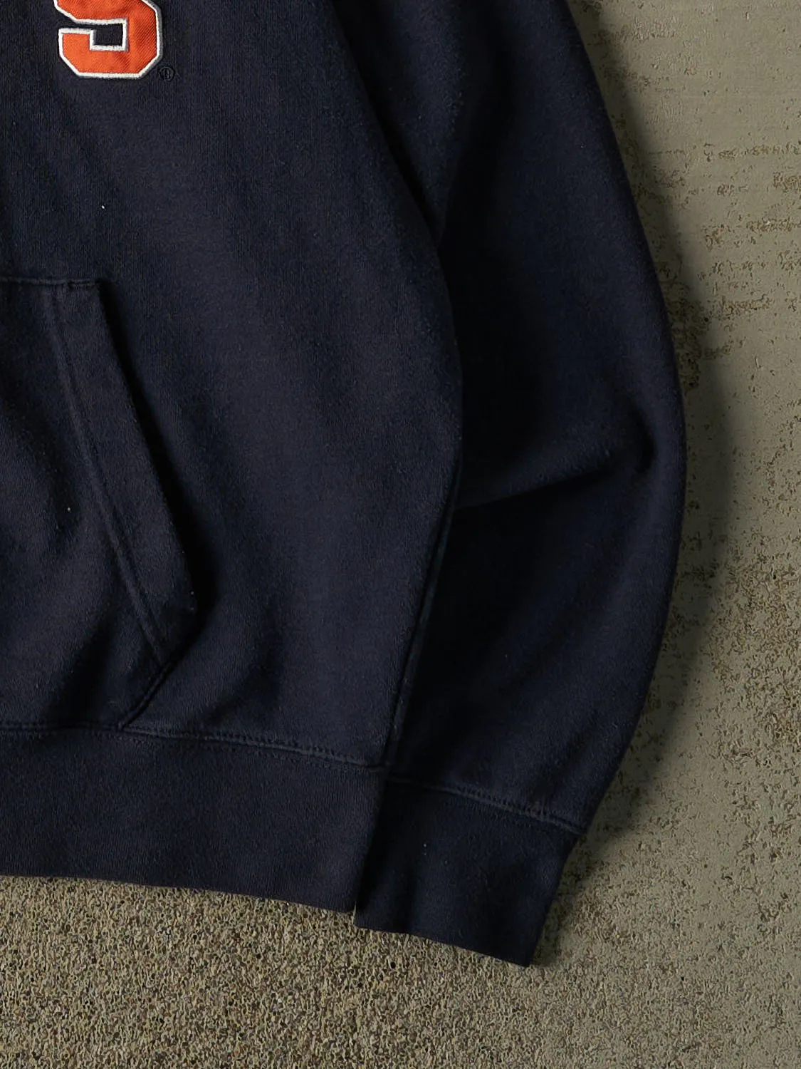 Vintage Y2K Navy Blue Syracuse University Embroidered Zip Up Hoodie (S/M) sold by Rebalance Vintage product image thumbnail 4