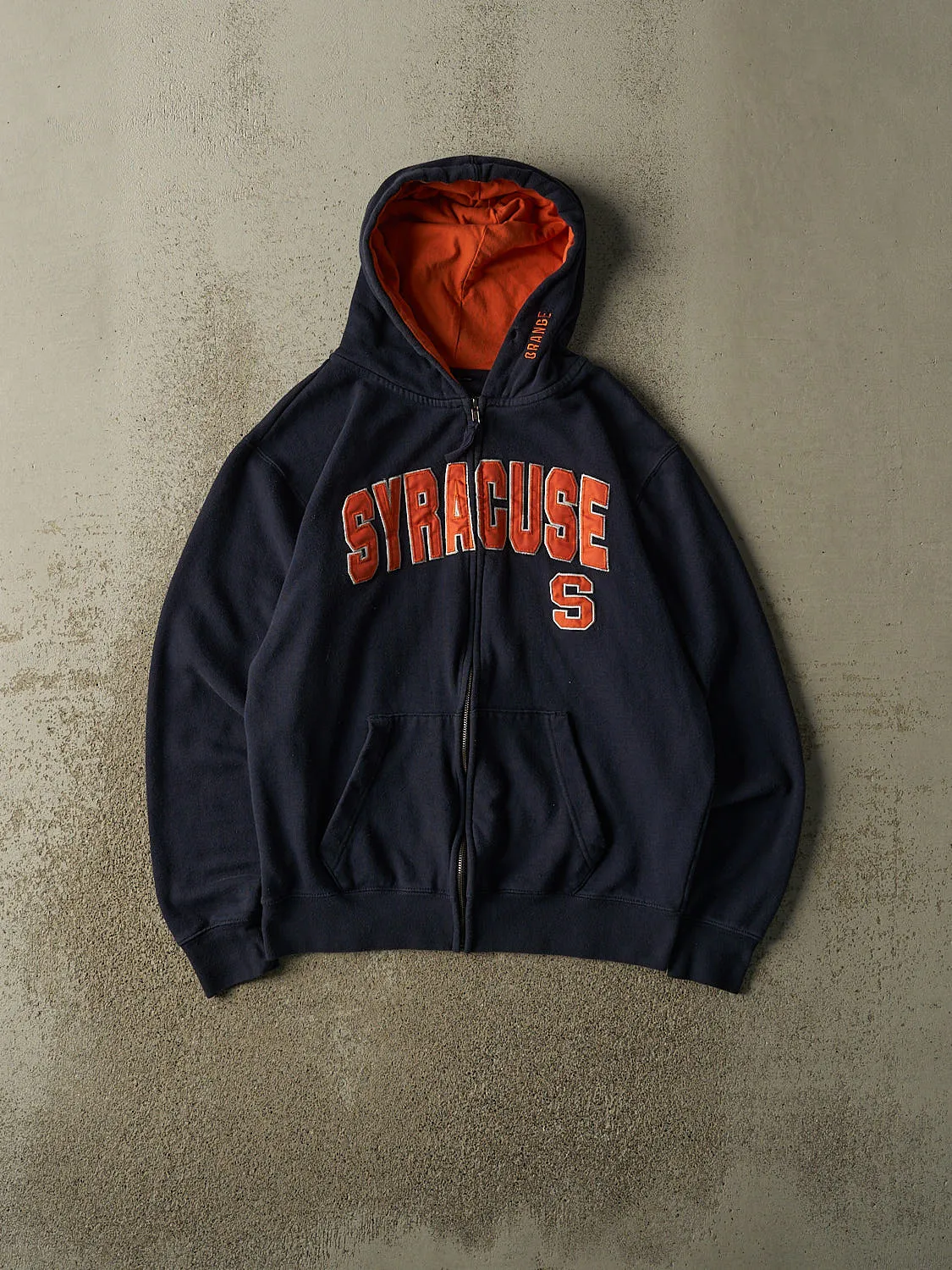 Vintage Y2K Navy Blue Syracuse University Embroidered Zip Up Hoodie (S/M) sold by Rebalance Vintage