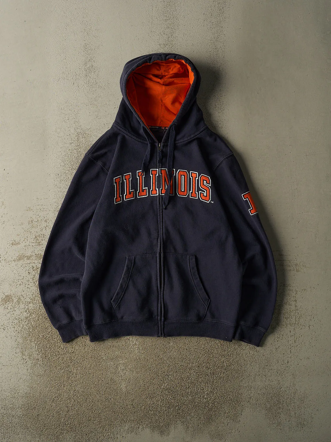 Vintage Y2K Navy Blue University of Illinois Zip Up Hoodie (XL) sold by Rebalance Vintage