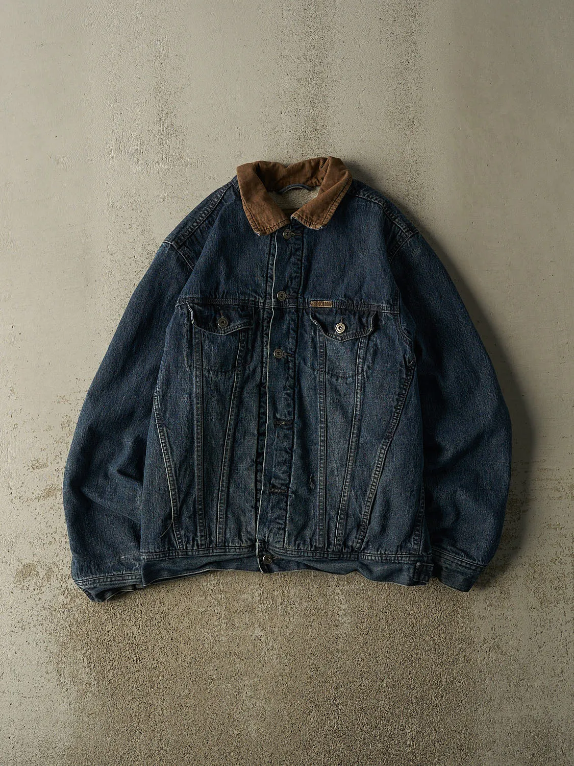 Vintage 90s Dark Wash Sherpa Lined Denim Jacket (M/L) sold by Rebalance Vintage