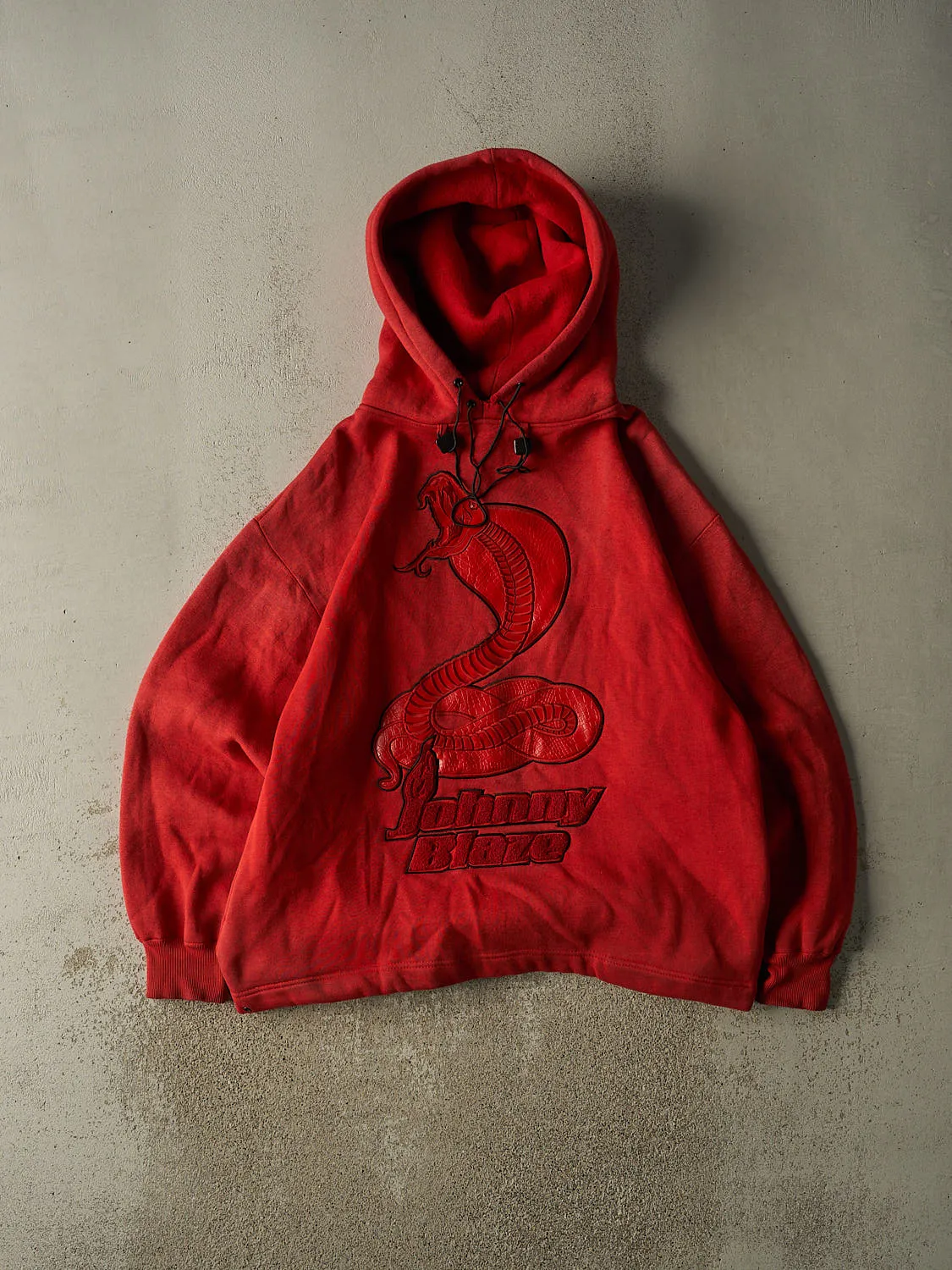 Vintage 90s Red Johnny Blaze Embroidered Hoodie (XXL) sold by Rebalance Vintage