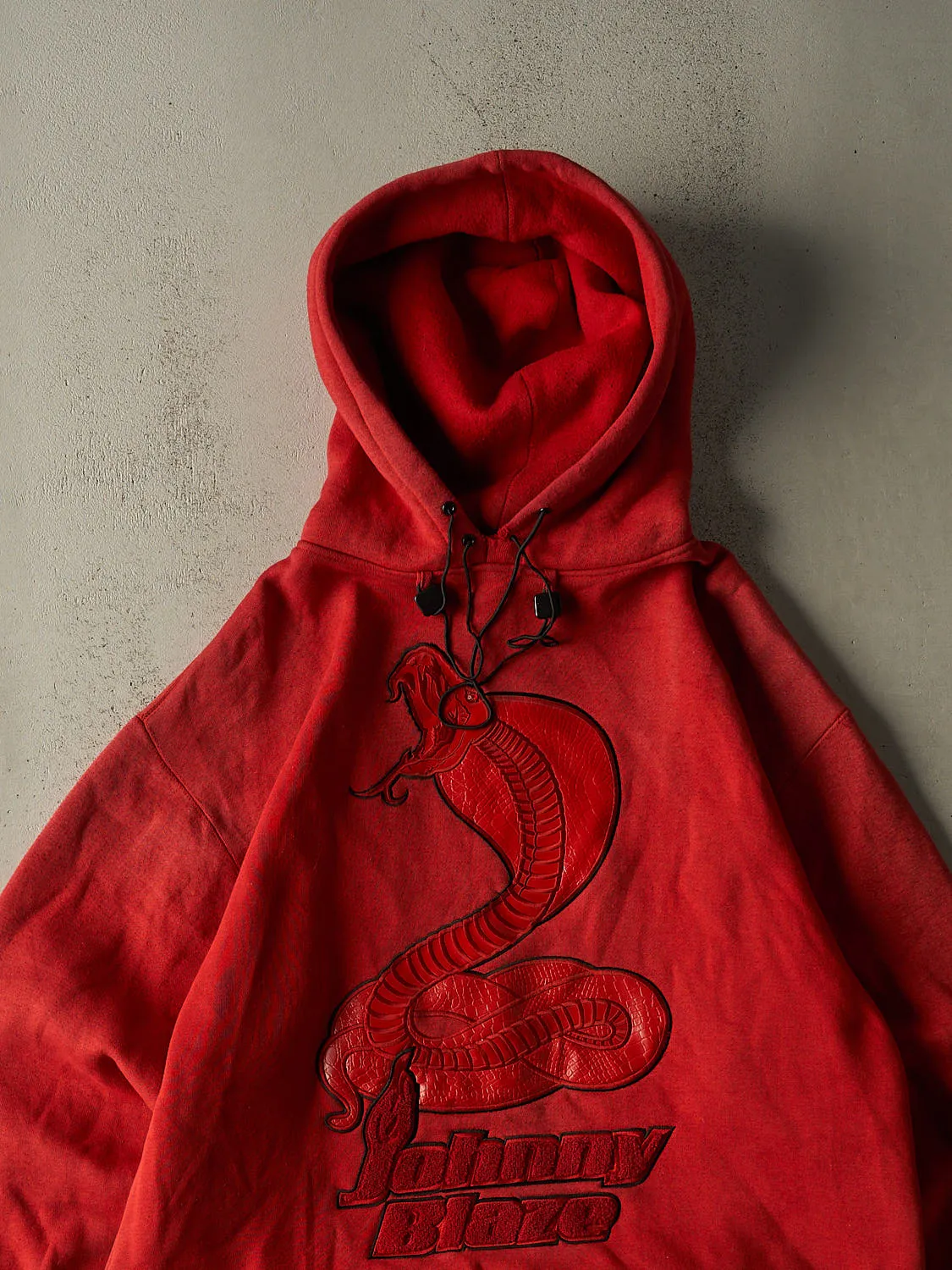 Vintage 90s Red Johnny Blaze Embroidered Hoodie (XXL) sold by Rebalance Vintage product image thumbnail 2