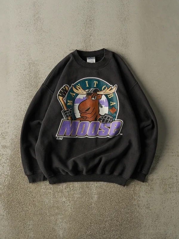 Vintage 90s Faded Black Manitoba Moose Crewneck (M/L) made by Rebalance Vintage