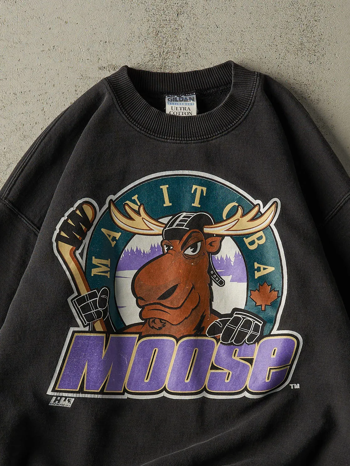 Vintage 90s Faded Black Manitoba Moose Crewneck (M/L) sold by Rebalance Vintage product image thumbnail 2