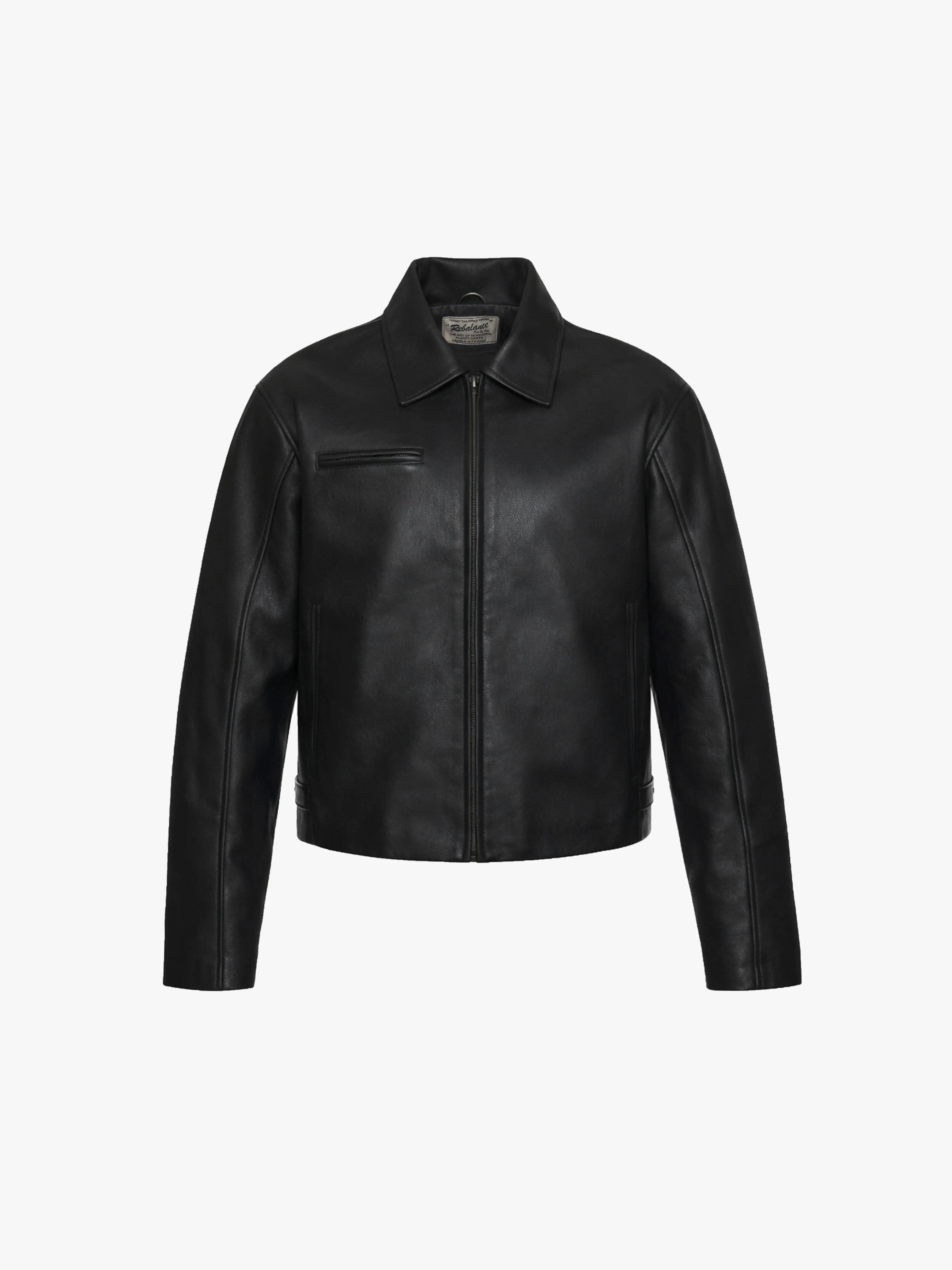 Everyday Boxy Leather Jacket - Solid Black sold by Rebalance Vintage