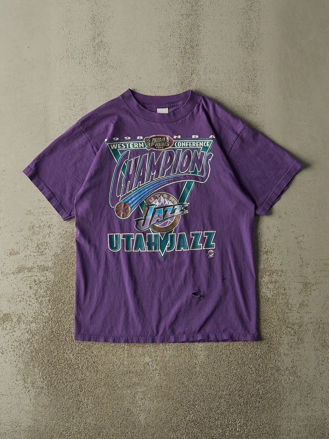 Vintage 98' Purple Utah Jazz NBA Western Conference Champions Tee (M/L) sold by Rebalance Vintage