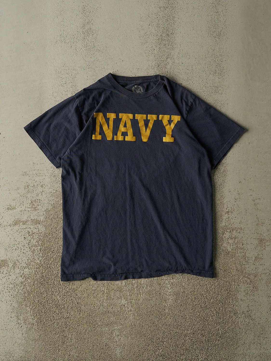 Vintage Y2K Navy Blue US Navy Tee (S/M) sold by Rebalance Vintage