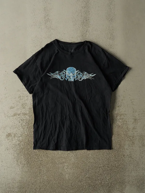 Vintage Y2K Black Skull Flame Graphic Tee (L/XL) made by Rebalance Vintage