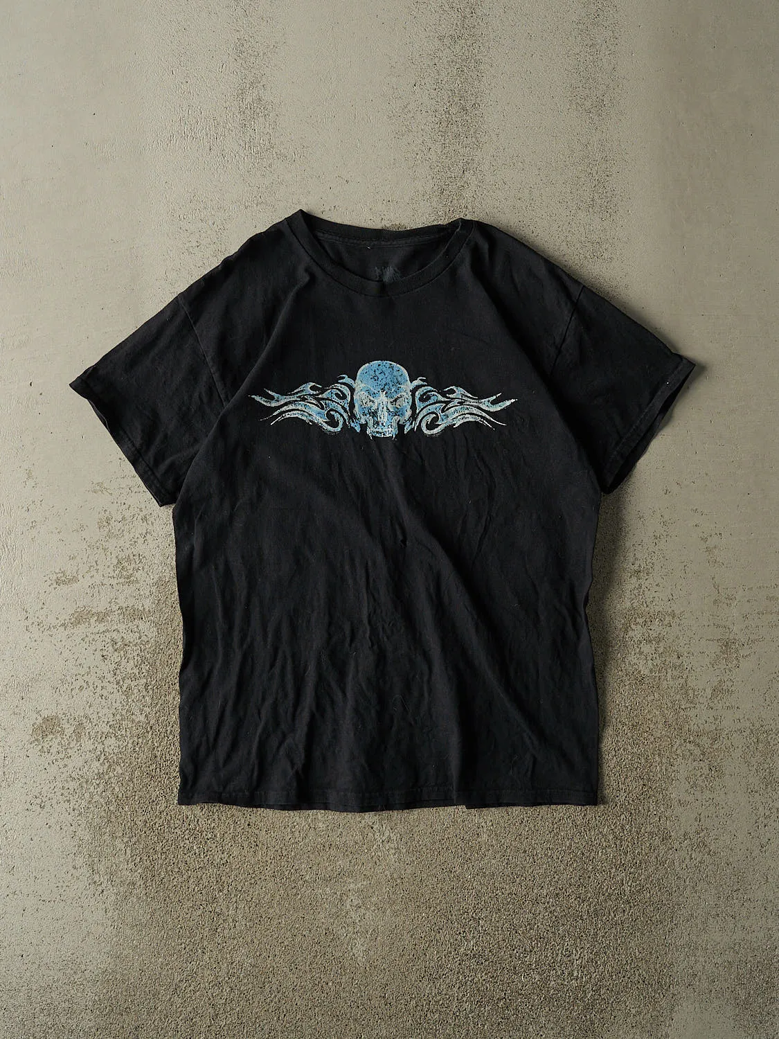 Vintage Y2K Black Skull Flame Graphic Tee (L/XL) sold by Rebalance Vintage