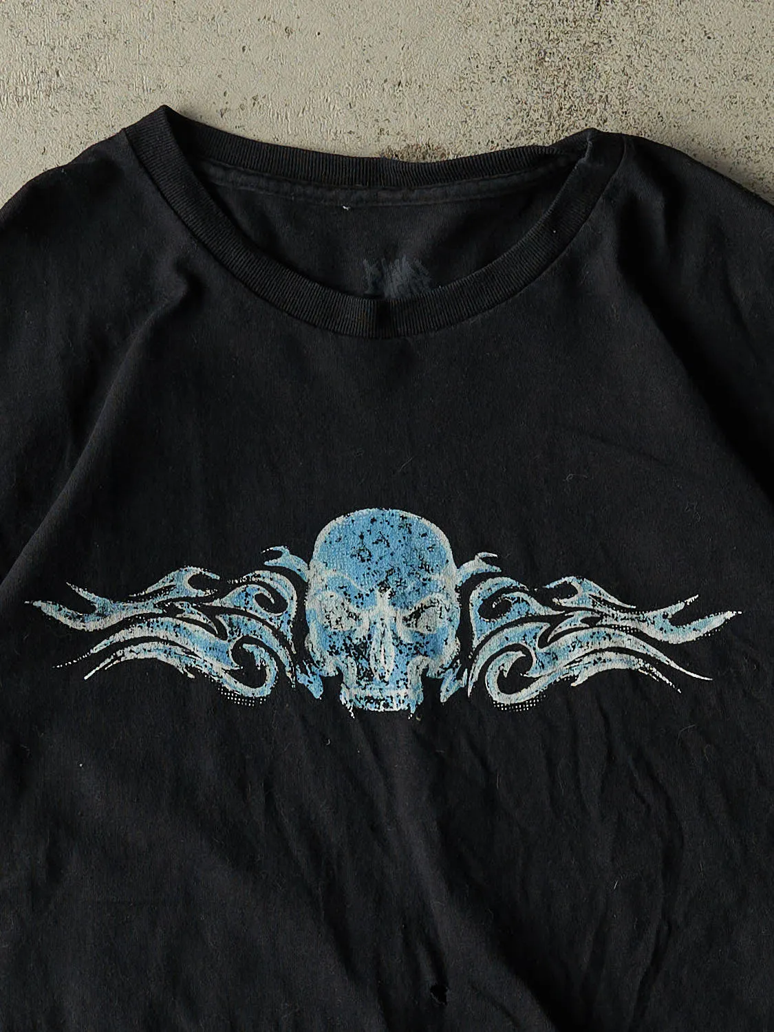 Vintage Y2K Black Skull Flame Graphic Tee (L/XL) sold by Rebalance Vintage product image thumbnail 2