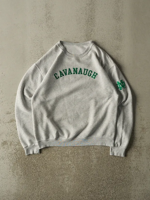 Vintage 90s Heather Grey University of Notre Dame Cavanaugh Crewneck (S/M) made by Rebalance Vintage